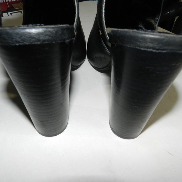 Steve Madden 4-inch chunky heeled, ankle strap, open toe mules, black leather - Picture 4 of 6